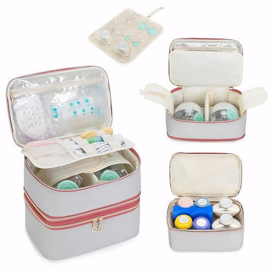 Damero Wearable Breast Pump Bag with Detachable Cooler Bag and Mat, Compatible with Elvie, Willow and Medela Electronic Pumps, Breast Pump Case for Wearable Pumps and Parts