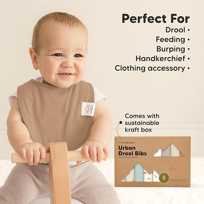 8-Pack Organic Baby Bibs for Boys, Girls - Soft Cotton Drooling and Teething Bibs for Baby Girl & Boy, Extra Absorbent, Easy to Clean & Put On for Toddler, Newborn, Infant 0-24 Months (Roarsome)
