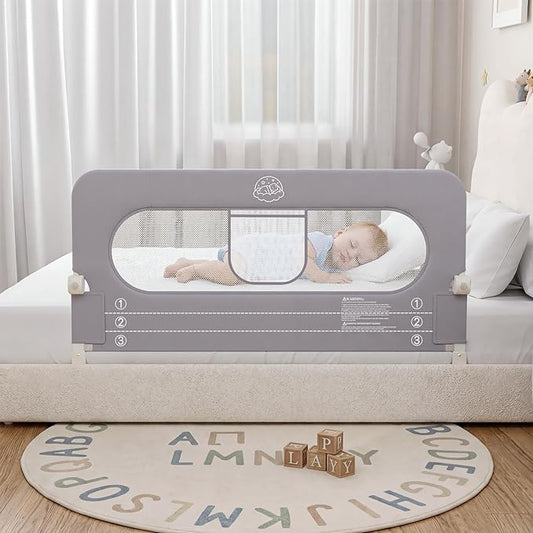 Bed Rail for Toddlers,47in Foldable Bed Rail for Baby, Baby Bed Rail Guard with Reinforced Carbon Steel Frame&Connectors for Twin Full Queen King Bed