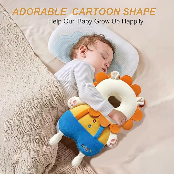 Baby Head Protector Backpack, Toddler Baby Head Protection Backpack with Baby Knee Pads Alarm Function for Walking & Crawling, Soft, Breathable and Wearing Safety Baby Head Protector