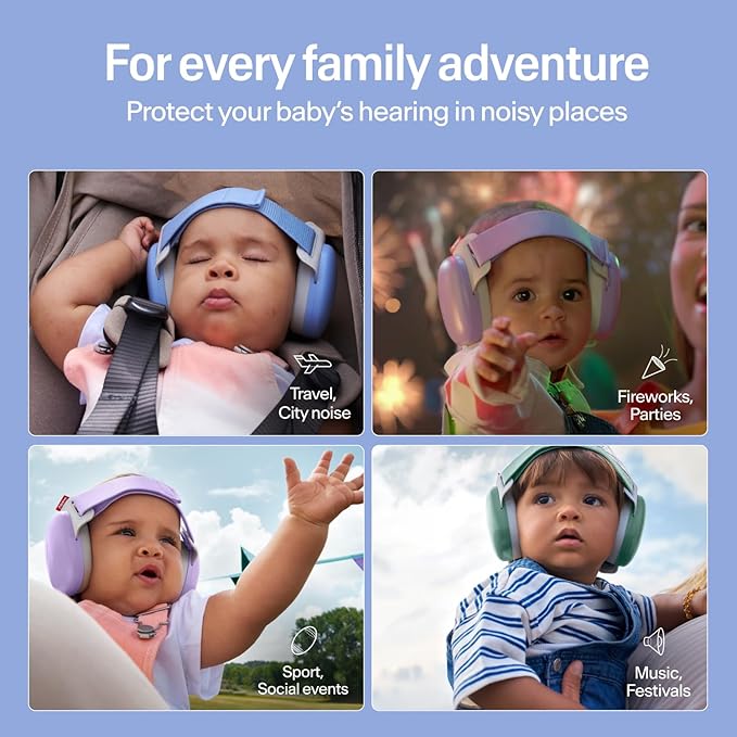 Alpine Muffy Baby Comfort - Protects Hearing for Babies and Toddlers - CE & ANSI Certified - Headband for Safe fit & Comfort - Adjustable for Ages 3-48 Months - 24dB Sound Reduction, Denim