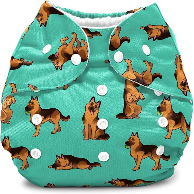 WIRESTER Baby Cloth Diaper One Size Adjustable Washable Reusable Cloth Pocket Diaper for Baby - German Shepherd Funny Playful Postures