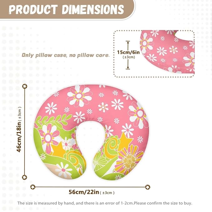 Baby Nursing Pillow Cover, Cartoon Daisy Breastfeeding Pillow Cover Boys Girls Nursing Pillow Case for Newborn, Soft Fabric Fits Snug On Infant