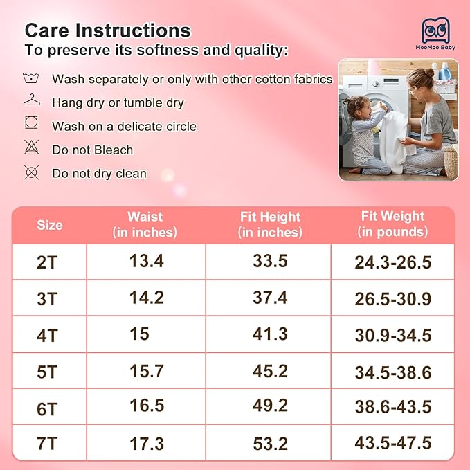MooMoo Baby Girls Potty Training Underwear 2 Packs Cotton Diaper Skirt for Potty Training Absorbent