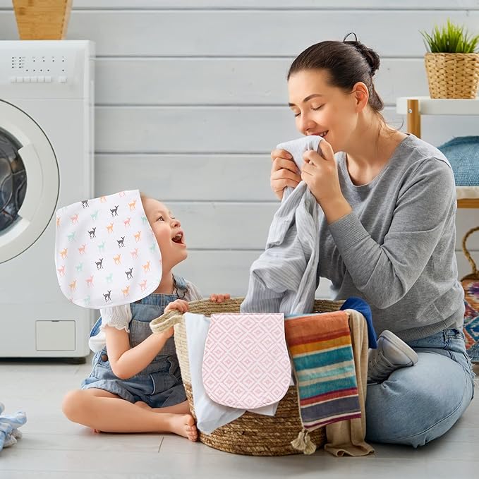 Little Tots Burp Cloths 100% Cotton Baby Burp Set, Absorbent & Soft Burping Cloth Newborn Towel for Newborns & Babies Boys & Girls Unisex 5 Pack (Full of Love)