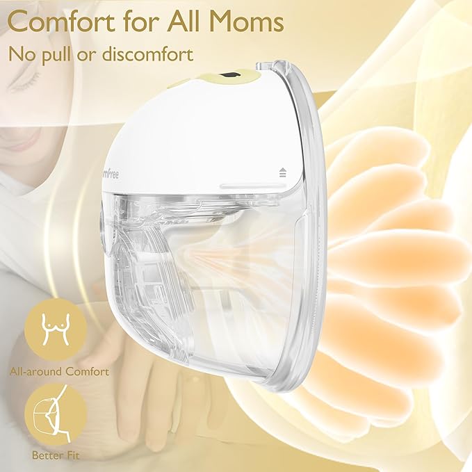 F6 Hands-Free Breast Pump: Wearable Double Breastpump with Upgraded App Control – Personalized 3 Modes & 9 Levels | Smart Display | Strong Suction 24/21/19/17/15mm Soft Silicone Cushion Insert Yellow