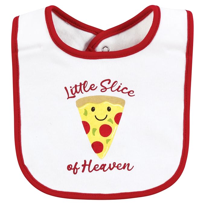 Hudson Baby Infant Boy Cotton Bibs, Pizza Slice Of Heaven, One Size