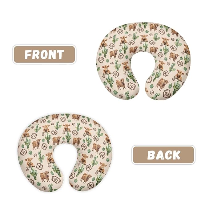 Cow Cactus Pillow Cover for Infant Snug Stretchy Nursing Pillow Case for Bottle Feeding, Breathable Baby Nursing Pillow Cover (22"x18"x6")