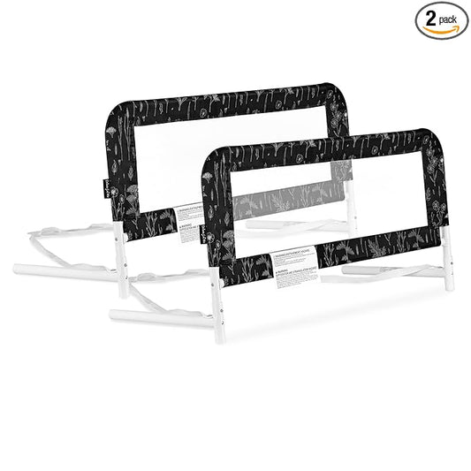 Dream On Me Lightweight Mesh Security Adjustable Bed Rail Double Pack with Breathable Mesh Fabric in Black and White, 2 Count (Pack of 1)