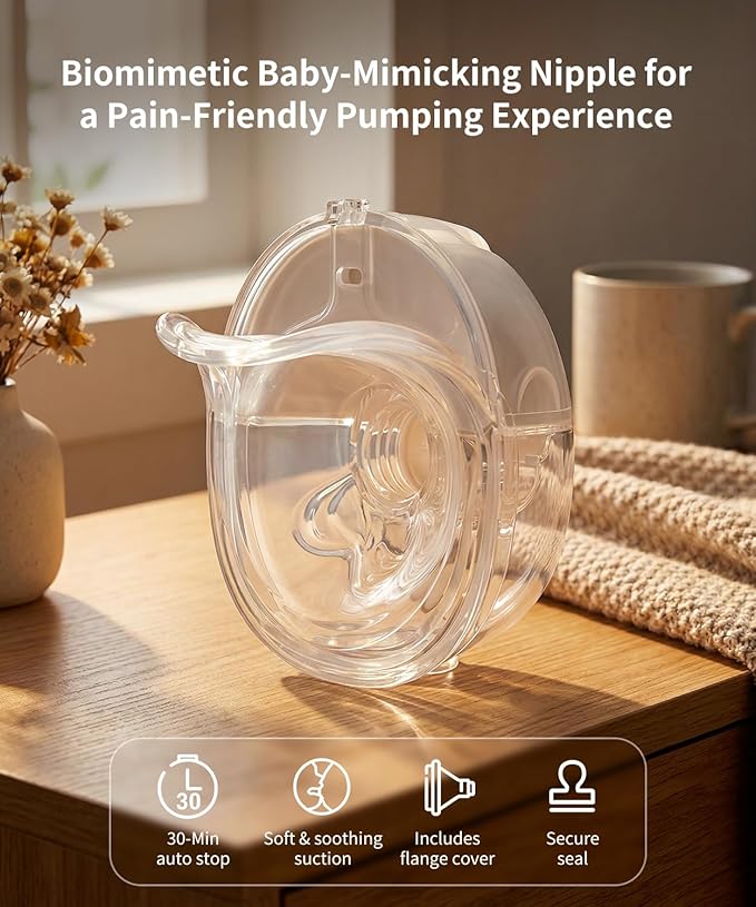 Wearable Breast Pump,Hands-Free Wireless Electric Pump with App-Controlled 5 Modes,15 Adjustable Intensity Settings Lightweight for Office/Driving/Sleeping with 17/19/21 Flange