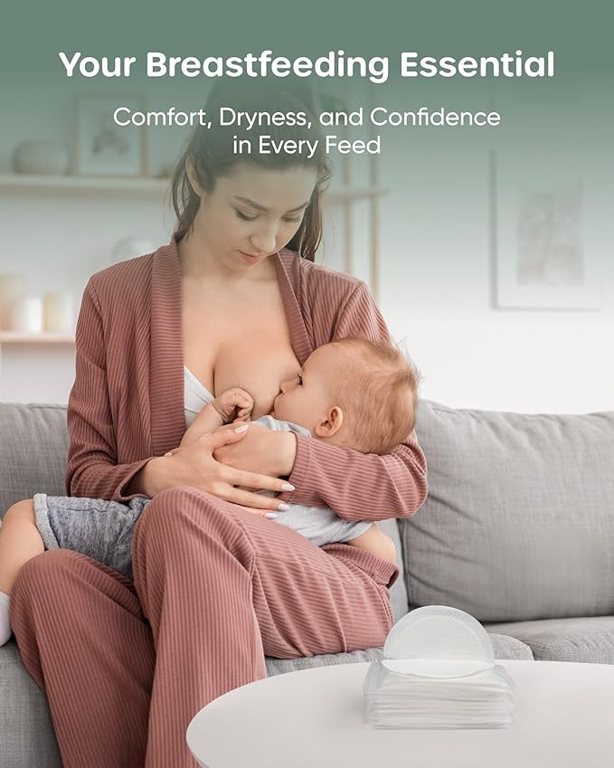 Nuliie Viscose-from-Bamboo Disposable Nursing Pads 100 Count, Ultra-Breathable Breast Pads for Breastfeeding, Absorbent & Stay Dry, Leakproof, Individually Wrapped