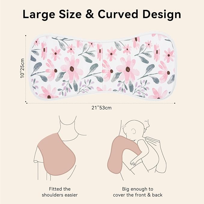 Yoofoss Baby Burp Cloths 100% Organic Cotton 5 Pack Burping Cloths for Babies Boys Girls Large 21''X10'' Extra Soft and Absorbent Flowers