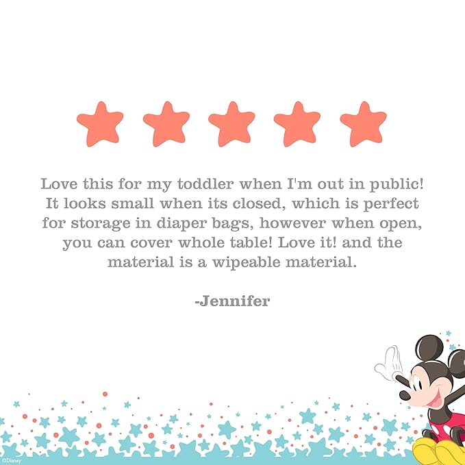 Disney Baby by J.L. Childress Full Body Portable Changing Pad for Babies - Diaper Changing Mat for Travel, Baby Accessory Essentials, Wipeable & Water-Resistant, Foldable & Compact- Mickey Mouse Black
