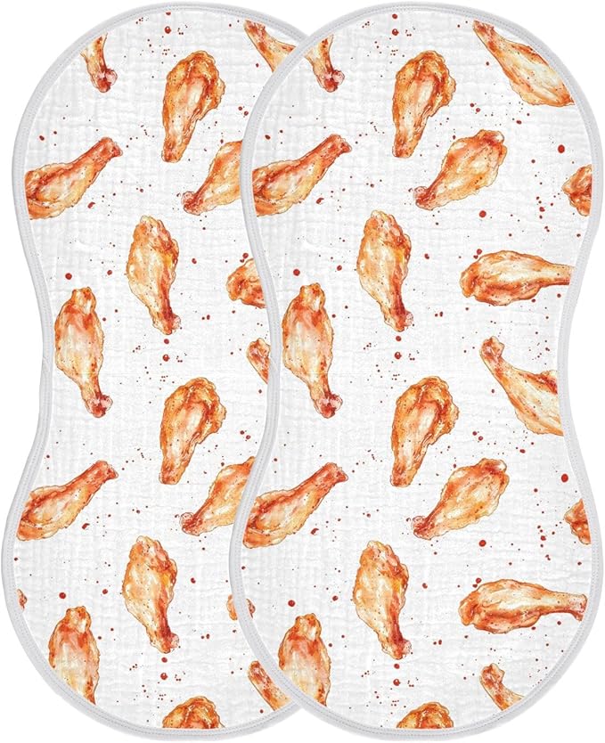 vvfelixl Baby Burp Cloths Roast Chicken Wing Baby Newborn Cotton Burping Cloths Set Babys Washcloths 4 Pack
