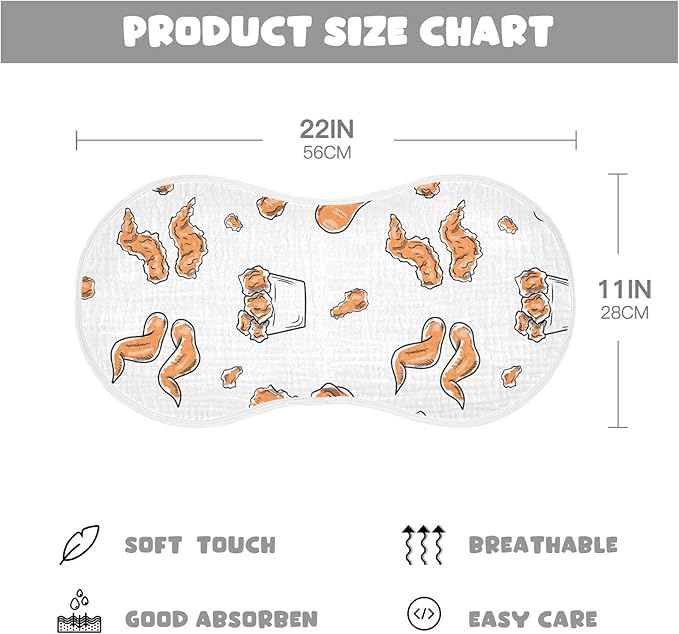 vvfelixl Baby Burp Cloths Chicken Wings Baby Newborn Cotton Burping Cloths Set Baby Washcloths 4 Pack