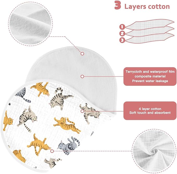 Yoga Tabby Cat Pattern Muslin Burp Cloths for Baby 1 Pack Soft 100% Cotton Baby Washcloths Bibs for Boy Girl