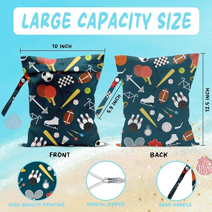 Wet Bag for Baby Swimsuit Kids Exercise Clothes Wet Dry Bag for Breast Pump Parts Diaper Bag Toiletries Daycare Organizer Beach Vacation Essentials Blue Sports Travel Laundry Bags