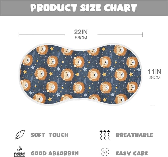 2Pcs Cute Lion Burp Cloth,Unisex Large Absorbent Soft Cotton Muslin Burping Cloths for Newborn Boys Girls,11x22in,A111664