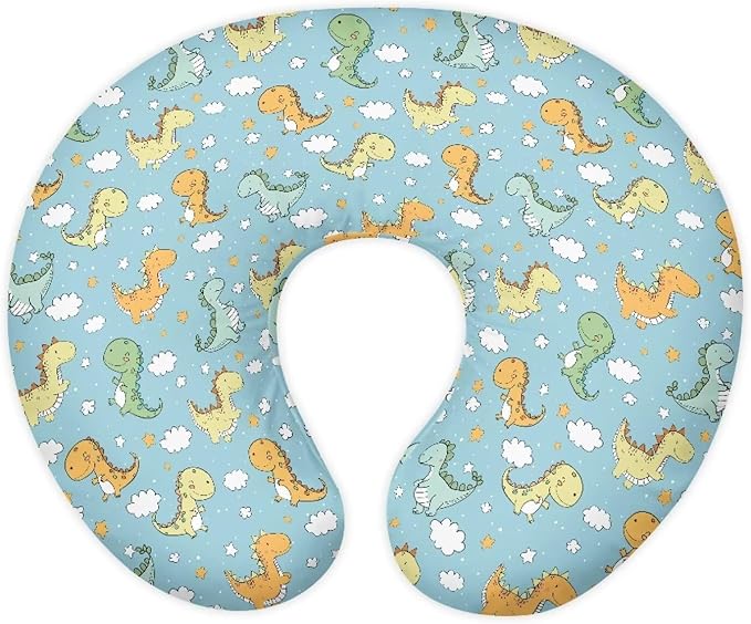 Cartoon Dino Nursing Pillow Covers Breastfeeding Pillow Slipcover for Newborn Soft Nursing Pillow Case Skin-Friendly U-Shaped Hidden Zipper Design