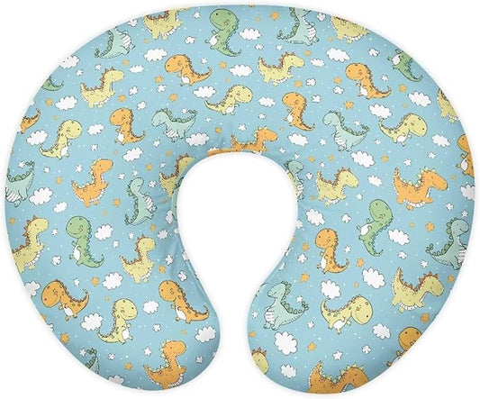 Cartoon Dino Nursing Pillow Covers Breastfeeding Pillow Slipcover for Newborn Soft Nursing Pillow Case Skin-Friendly U-Shaped Hidden Zipper Design