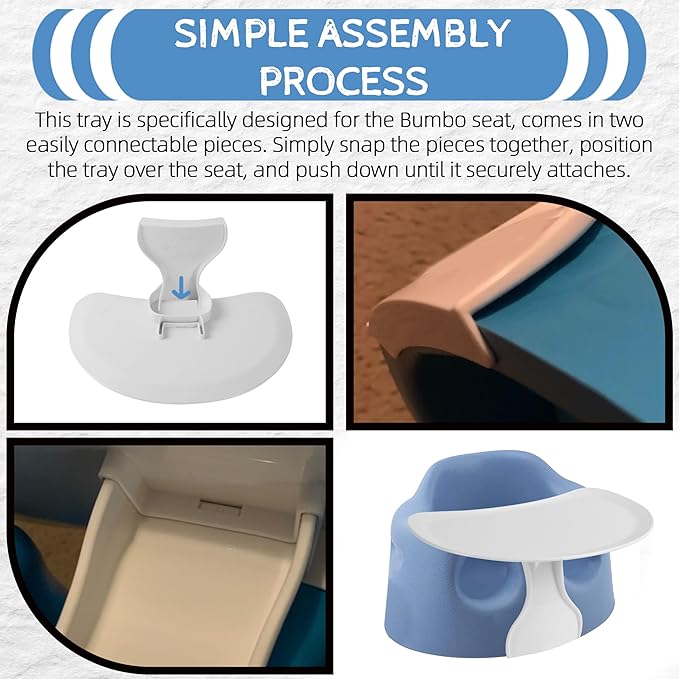 Baby Booster Seat Tray Attachment Only Compatible with Bumbo Baby Infant Toddler Floor Seat Feeding Tray for Boys and Girls 3 to 12 Months - White