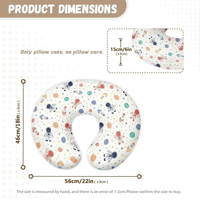 Breastfeeding Pillow Slipcover for Baby with Cartoon Astronaut and Rocket Stretchy Removable Nursing Covers for Breastfeeding Pillows Ultra Soft Newborn Feeding Pillow Cover