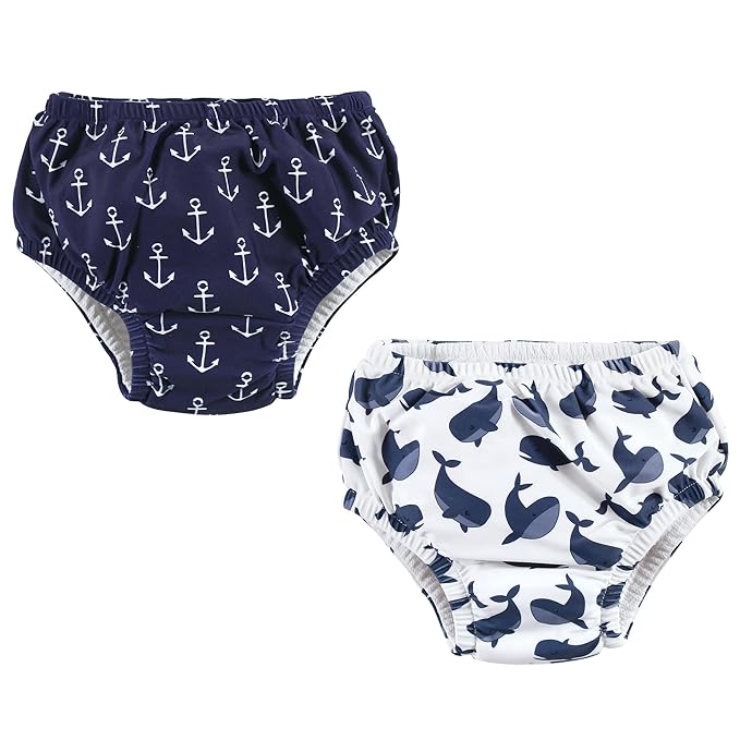 Hudson Baby Unisex Baby Swim Diapers, Whale Anchor, 6-12 Months