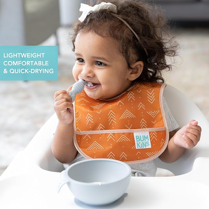 Bumkins Bibs, for Baby Girl or Boy, Infant 3-9 Months, Essential Must Have for Eating, Feeding, Baby Led Weaning Supplies, Mess Saving Waterproof Soft Fabric, Starter Bib 2-pk Desert Boho