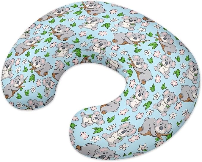 Cute Koala Nursing Pillow Cover for Newborn Boys Girls Soft Nursing Pillow Case Skin-Friendly U-Shaped Hidden Zipper Design