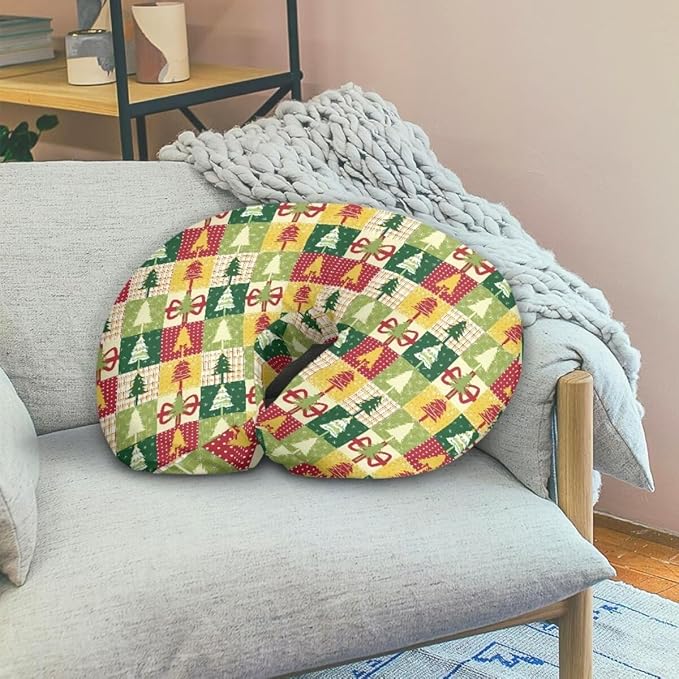 Christmas Tree Nursing Pillow Cover for Infant, Lightweight Neutral Breastfeeding Pillow Slipcover with Hidden Zipper, Removable Xmas Pillow Cover for Infant Snug
