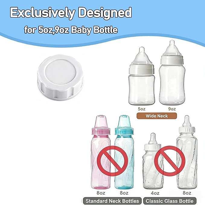 8Pack Baby Bottle Caps Compatible with Evenflo Wide Neck Baby Bottle, Travel and Storage Bottle Lids Replacement, Soft & Safe Bottle Lid (Only Evenflo Wide Neck Baby Bottle)