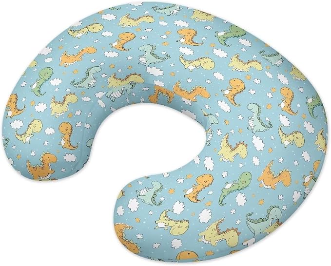 Cartoon Dino Nursing Pillow Covers Breastfeeding Pillow Slipcover for Newborn Soft Nursing Pillow Case Skin-Friendly U-Shaped Hidden Zipper Design