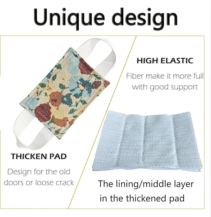 Baby Proof Door Silencer & Cloth Latch Cover, Quiet Close Anti-Slam Pads to Prevent Slamming and Accidental Locking, for Nursery and Toddler Safety (3, Beige Floral Pattern, 4.1 * 3.1 inches)