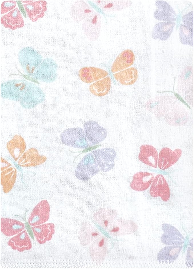 Hudson Baby Unisex Baby Cotton Flannel Burp Cloths Bundle, Pastel Butterfly, One Size
