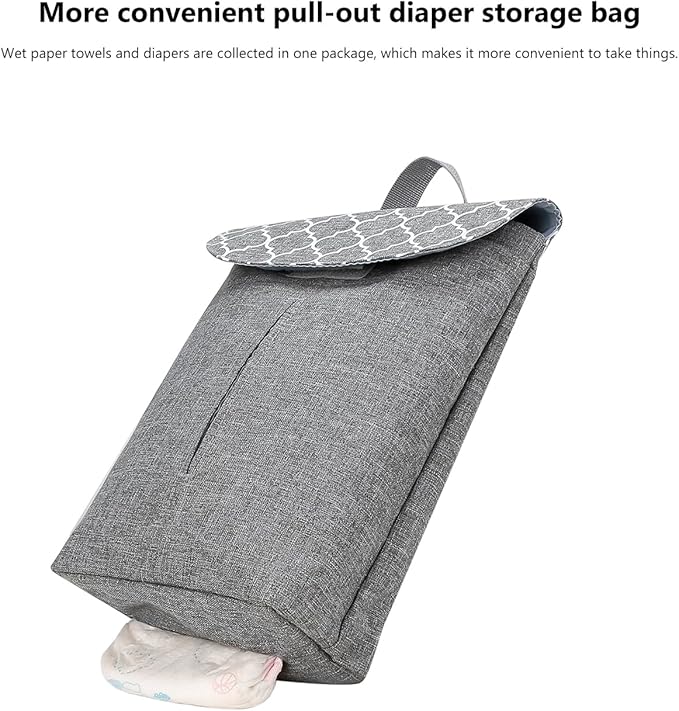 MOMIGO Wet Dry Bags for Baby Cloth Diapers - Reusable, Washable for Stroller, Diapers, Toiletries, Travel Bags, Beach, Pool, Gym Bag with Two Zippered Pockets (Geometric Grey)