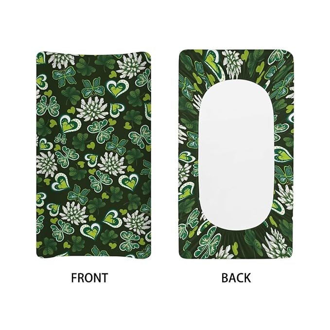 Butterfly Green Heart Cute Changing Table Cover for Boys Girls Diaper Changing Table Cover Soft Washable Stretchy Changing Mat Sheet Cover