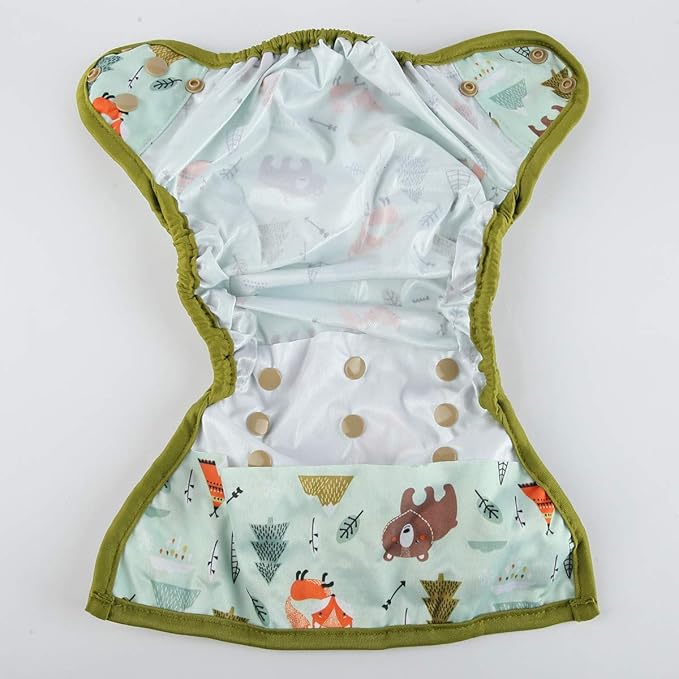 Baby Diaper Cover Nappy One Size 10lbs to 36lbs for Boys (Bear Fox Teepee)
