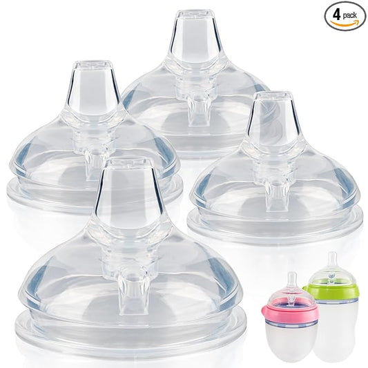 Sippy Spout Nipples for Comotomo Baby Bottles,100% Soft Silicone Sippy Cup Nipples,Variable Flow Conversion Nipple,6+ Months,4 Count
