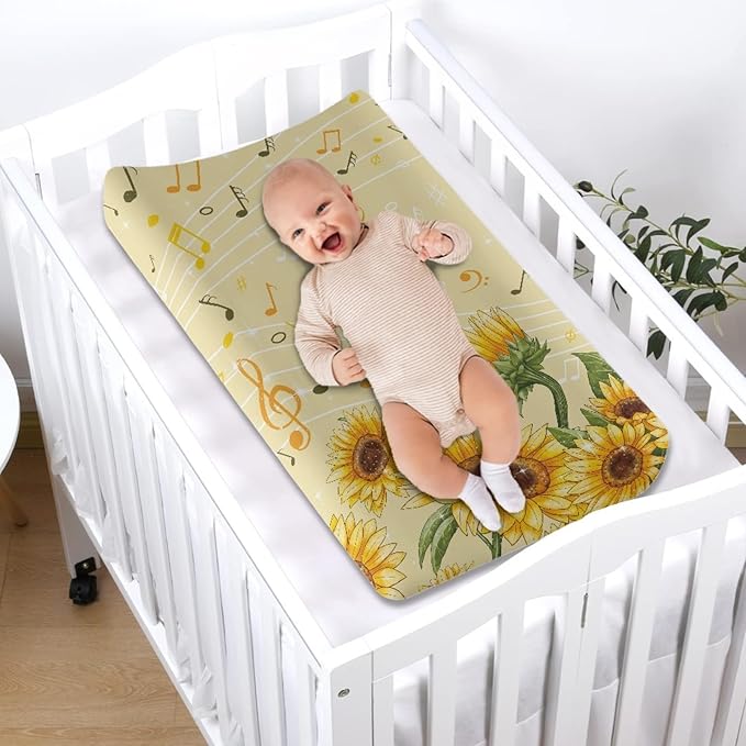 Premium Changing Pad Cover - Sunflower Music Soft Stylish Stretchy Changing Pad Cover