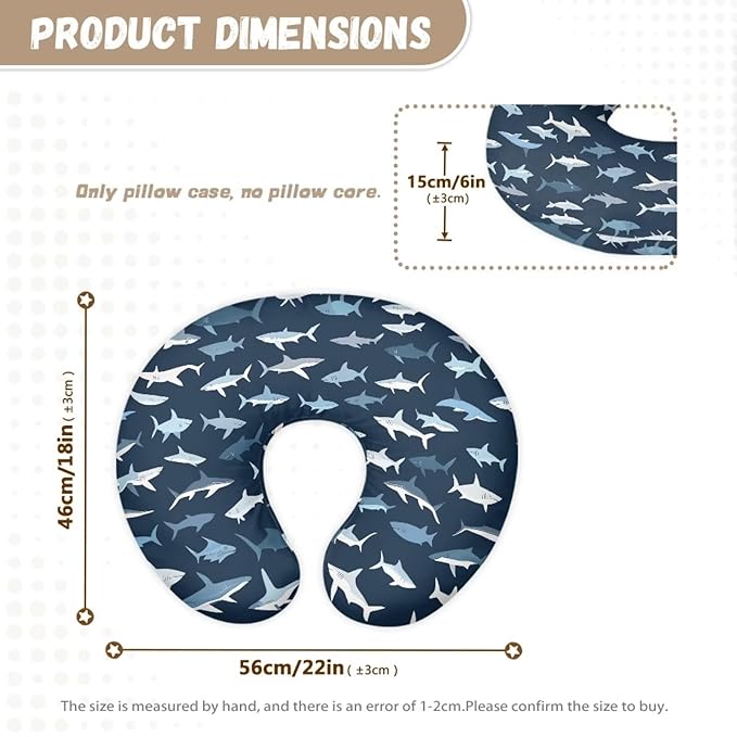 Shark Nursing Pillow Cover Stretchable Neutral Breastfeeding Pillow Slipcover for Baby Girl Boy Fits The Pillow for Breastfeeding and Bottle Feeding Nursing Pillow Case Blue
