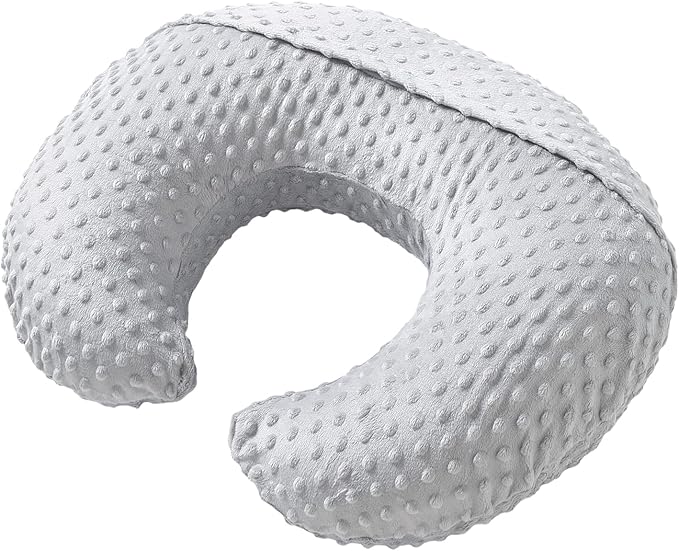 Nursing Pillow and Positioner with Cover for Breastfeeding and Bottle Feeding, Propping Baby, Tummy Time, Baby Sitting Support, Awake-Time Support (Grey, 22" x 17.7" x 5.9")