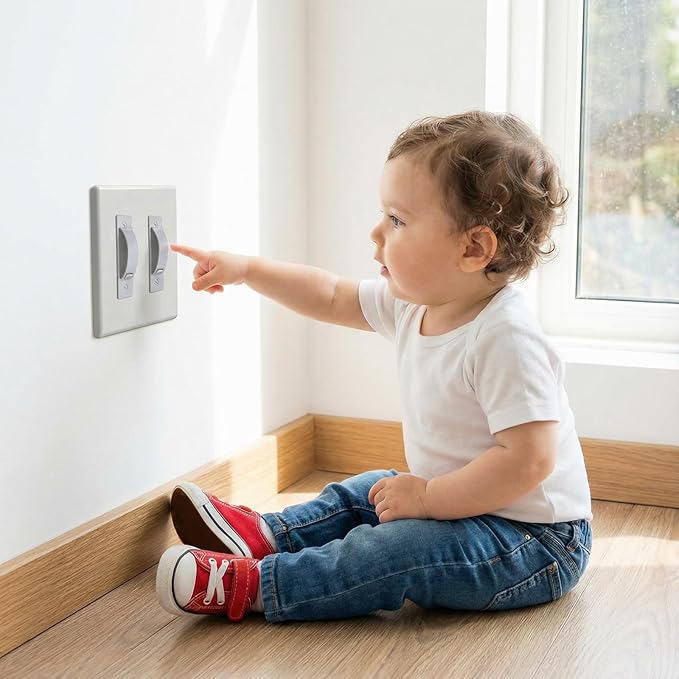 Wall Switch Guard 2-Pack Childproof Light Switch Covers Prevent Accidental Toggling for Kids and Home Safety Fits Standard North American Toggle Switches (White)