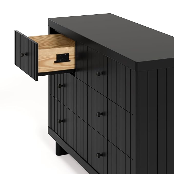 Storkcraft Kyoto 6 Drawer Dresser (Black) - GREENGUARD Gold Certified, Sturdy Wood Dresser for Nursery & Kids' Bedroom, Safety Interlocking Drawer System, and Easy Assembly with Pre-Installed Tracks