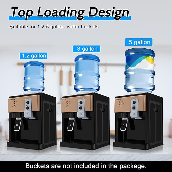 Top Loading Desktop Water Cooler Dispenser, 550W 110V Countertop Hot & Cold Water Coolers Drinking Fountain Portable Water Warmer for Home Bedroom Studio Office Grocery Store