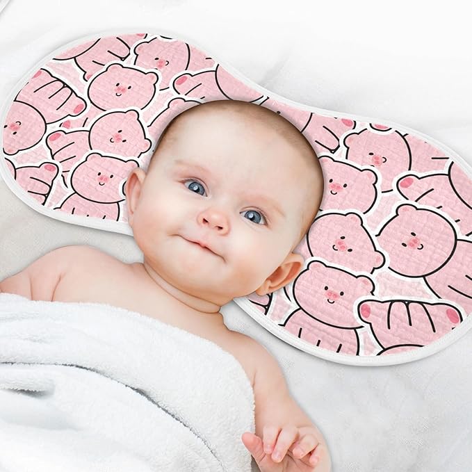 Muslin Burp Cloths for Baby Boys and Girls - 1-Pack Ultra Absorbent Cartoon Pig Muslin Washcloths, Newborn Towel, Milk Spit Up Rags, Burp Cloth Bib for Unisex, 22 x 11 Inch