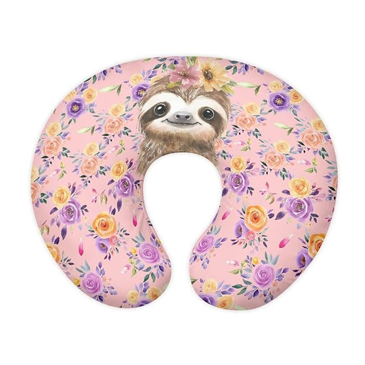 Jeiento Cartoon Sloth Nursing Pillow Cover Stretchy Removable Case for Breastfeeding Pillows Soft U-Shaped Pillows Decoration Covers Aesthetic Rose Flowers,Pink