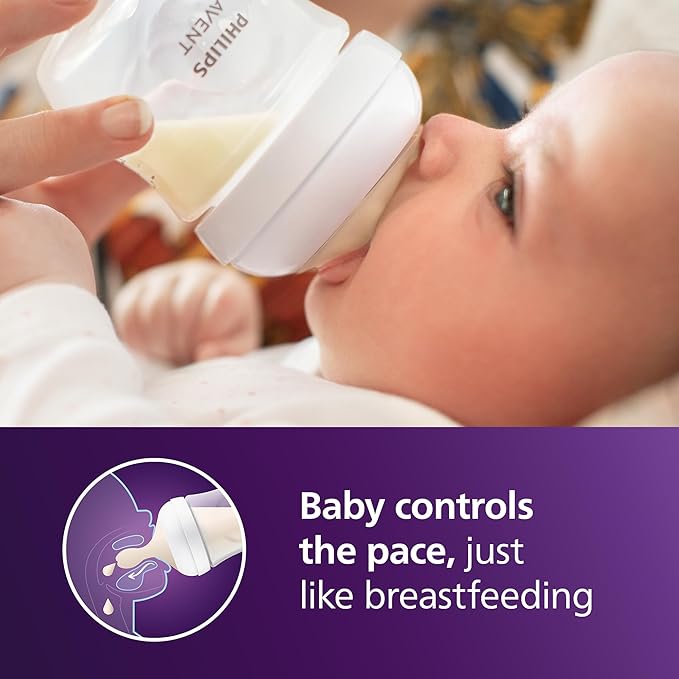 Philips Avent Natural Response Baby Gift Set - 3X 4oz Bottles with Slow Flow Nipple (Level 2), 2X 9oz Bottles with Medium Flow Nipple (Level 3), 2 Extra Nipples, 2X Soothie Pacifiers 0-3m, SCD838/02