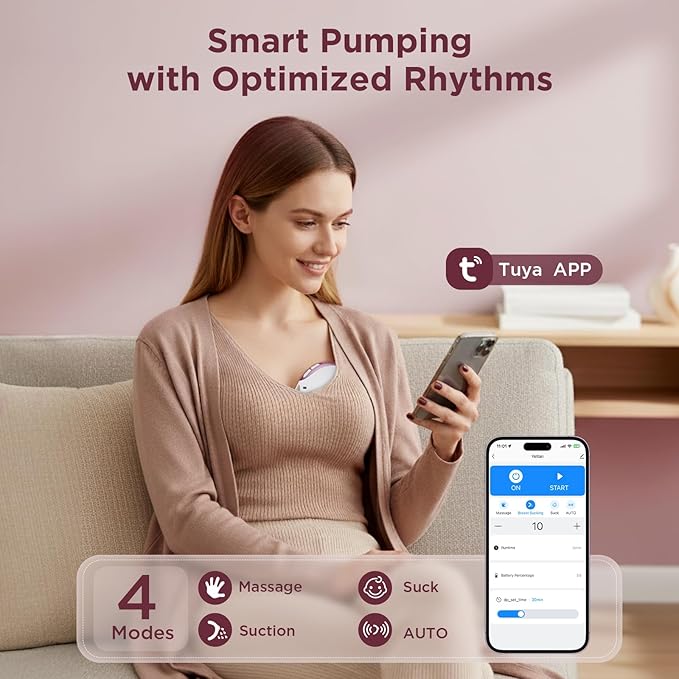 Wearable Breast Pump: Hands-Free Wireless Pump with App Control, 4 Modes & 12 Levels, BPA-Free 150ml Collector, Memory Function, 2-Pack Portable Breastfeeding Pump, Rose Gold