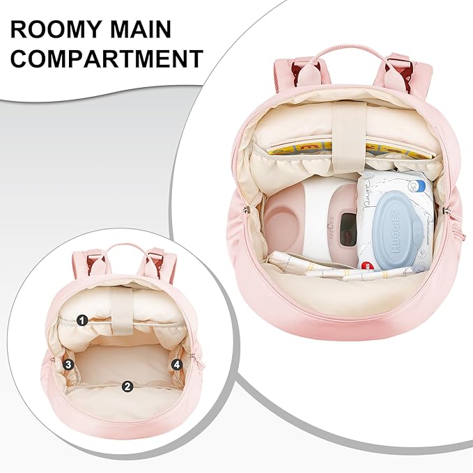 GDNasist Breast Pump Backpack Fit for Spectra S1 and S2 with Removable Cooler Compartment, Pumping Bag for Pump Accessories, Breast Pump Bag for Work, Travel and Family Use Pink