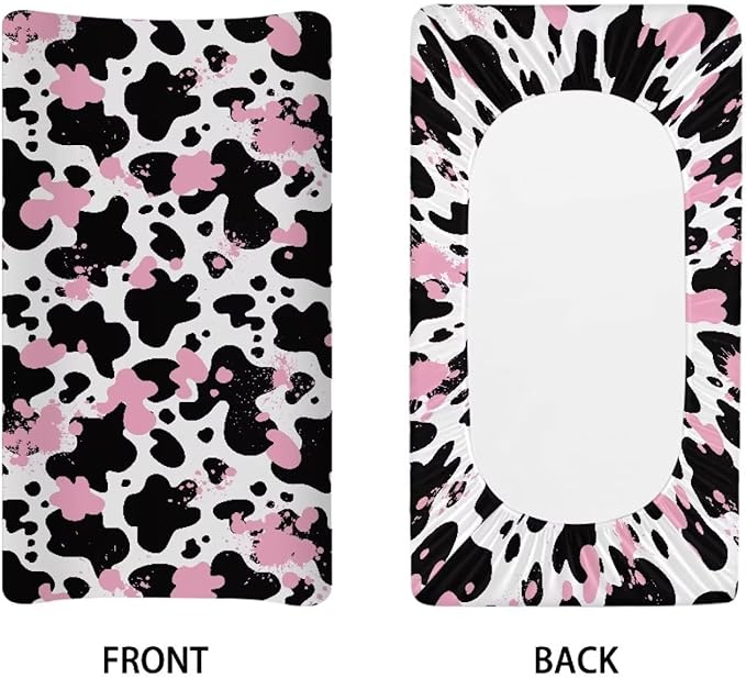 Changing Pad Covers for Boys Girls, Pink Cow Diaper Changing Table Pad Cover Soft Breathable Changing Mat Cover for 32''x16" Cute Birthday Gifts for Baby